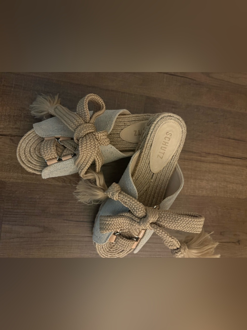 Schutz Braided Rope Knot Slide Sandals in Beige